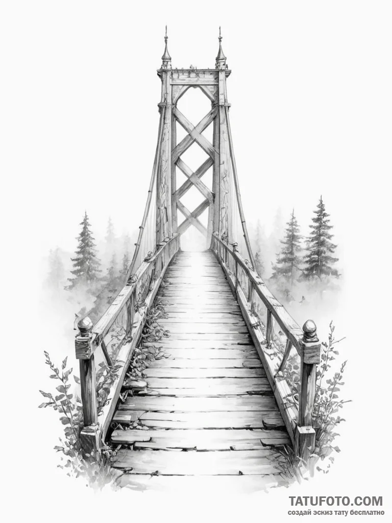 Tattoo design a sturdy bridge, symbolizing ov... - эскиз тату (№1754764913_0, 09.08.2025 18:41) — Tatufoto.com