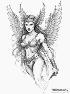 Valkyrie, ink illustration for tattoo, realis... - эскиз тату (№1754765502_0, 09.08.2025 18:51) — Tatufoto.com