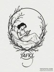 Tattoo design 'afk' with a sleeping character... - эскиз тату (№1754766317_0, 09.08.2025 19:05) — Tatufoto.com