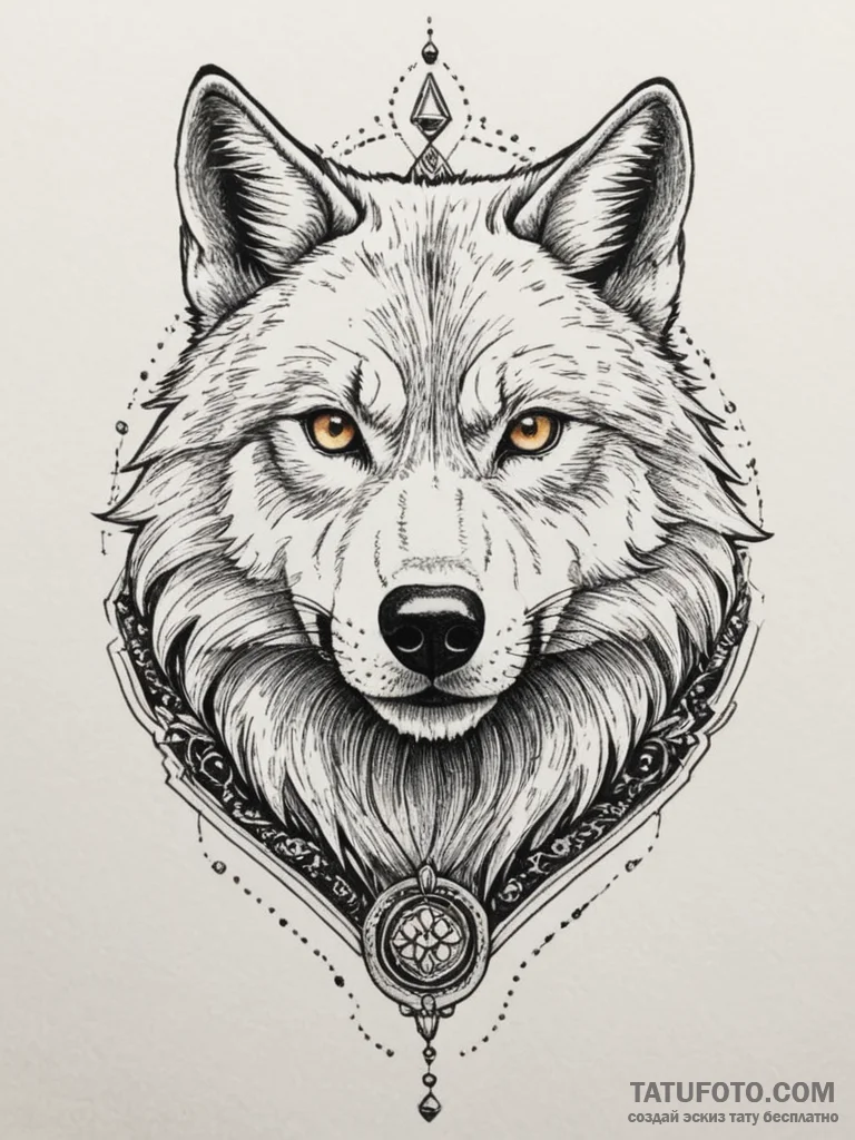 Geralt's wolf medallion from the witcher, ink... - эскиз тату (№1754767125_0, 09.08.2025 19:18) — Tatufoto.com