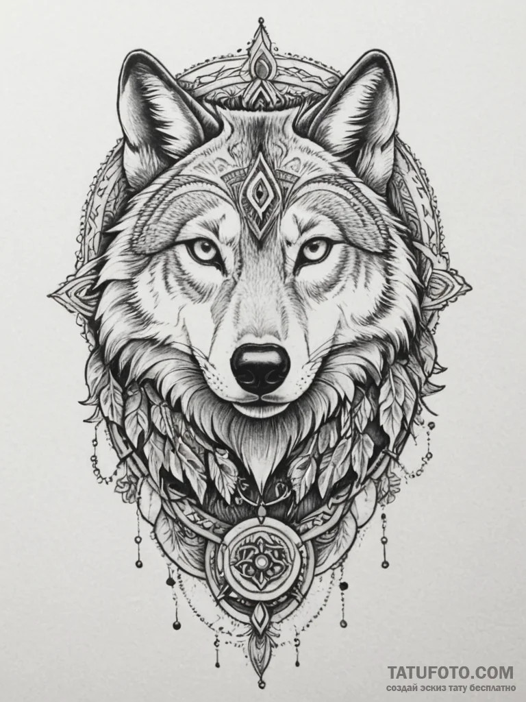 A sketch style tattoo of a wolf and a falcon,... - эскиз тату (№1754767324_0, 09.08.2025 19:22) — Tatufoto.com