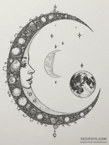 Tattoo design phases of the moon representing... - эскиз тату (№1754767523_0, 09.08.2025 19:25) — Tatufoto.com