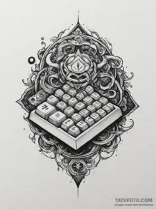 Tattoo design a stylized mechanical keyboard... - эскиз тату (№1754767726_0, 09.08.2025 19:28) — Tatufoto.com