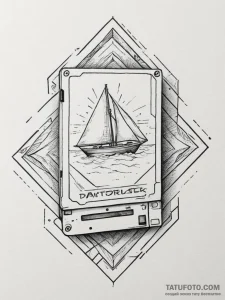 Tattoo sketch a floppy disk transforming into... - эскиз тату (№1754767926_0, 09.08.2025 19:32) — Tatufoto.com
