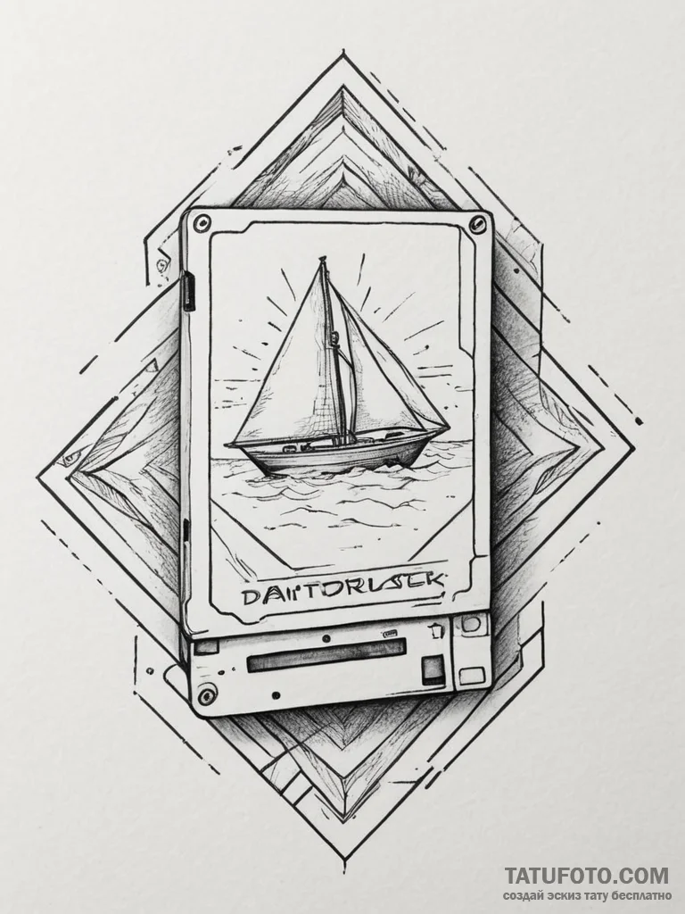 Tattoo sketch a floppy disk transforming into... - эскиз тату (№1754767926_0, 09.08.2025 19:32) — Tatufoto.com