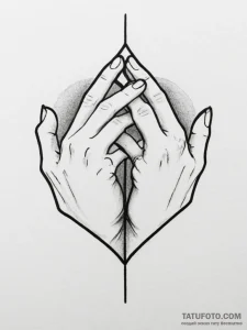 Tattoo sketch two hands forming a heart shape... - эскиз тату (№1754768123_0, 09.08.2025 19:35) — Tatufoto.com