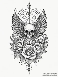 Firebird, ink illustration for tattoo, chican... - эскиз тату (№1754768719_0, 09.08.2025 19:45) — Tatufoto.com