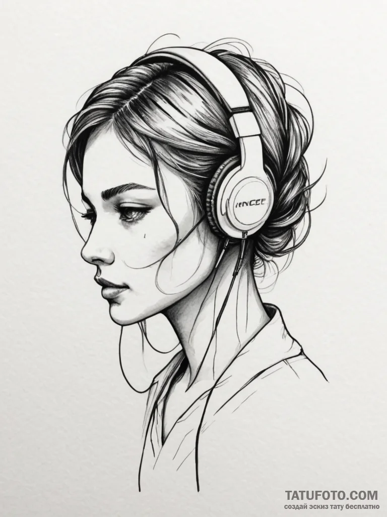 Tattoo design a gaming headset with wires tha... - эскиз тату (№1754768923_0, 09.08.2025 19:48) — Tatufoto.com