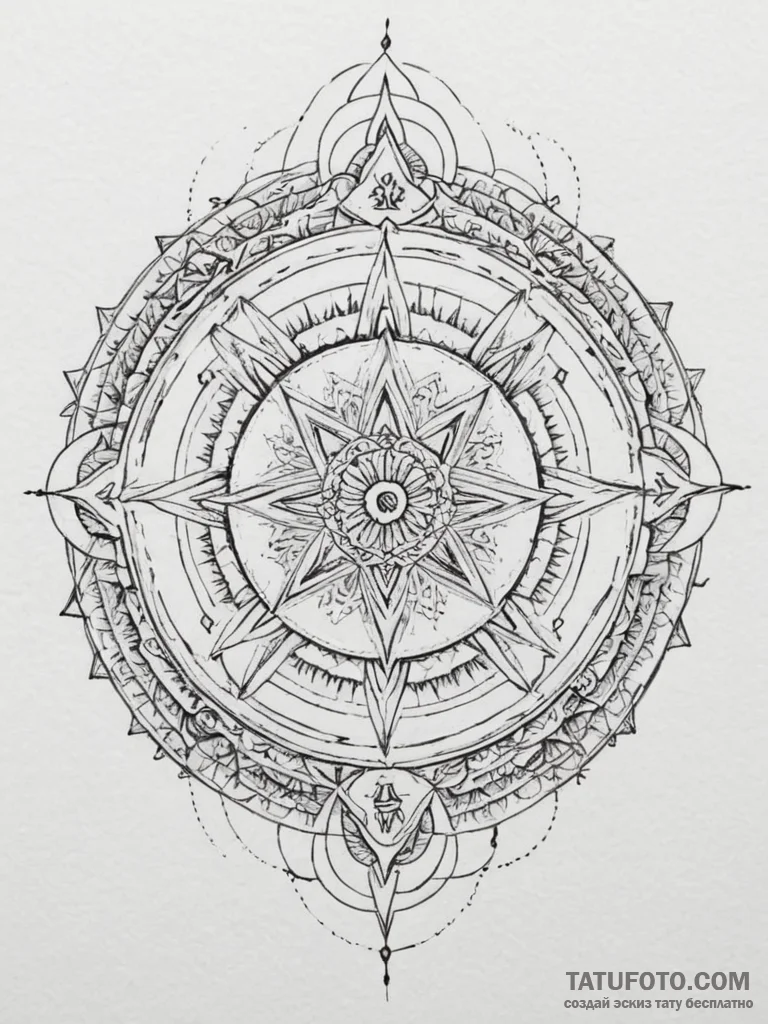 Tattoo design: a kolovrat surrounded by a rin... - эскиз тату (№1754769121_0, 09.08.2025 19:52) — Tatufoto.com