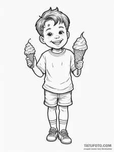 A young boy with a missing front tooth, grinn... - эскиз тату (№1754769322_0, 09.08.2025 19:55) — Tatufoto.com