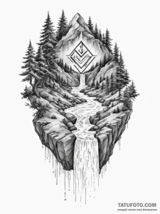 142. tattoo design: a "potok" rune integrated... - эскиз тату (№1754769520_0, 09.08.2025 19:58) — Tatufoto.com