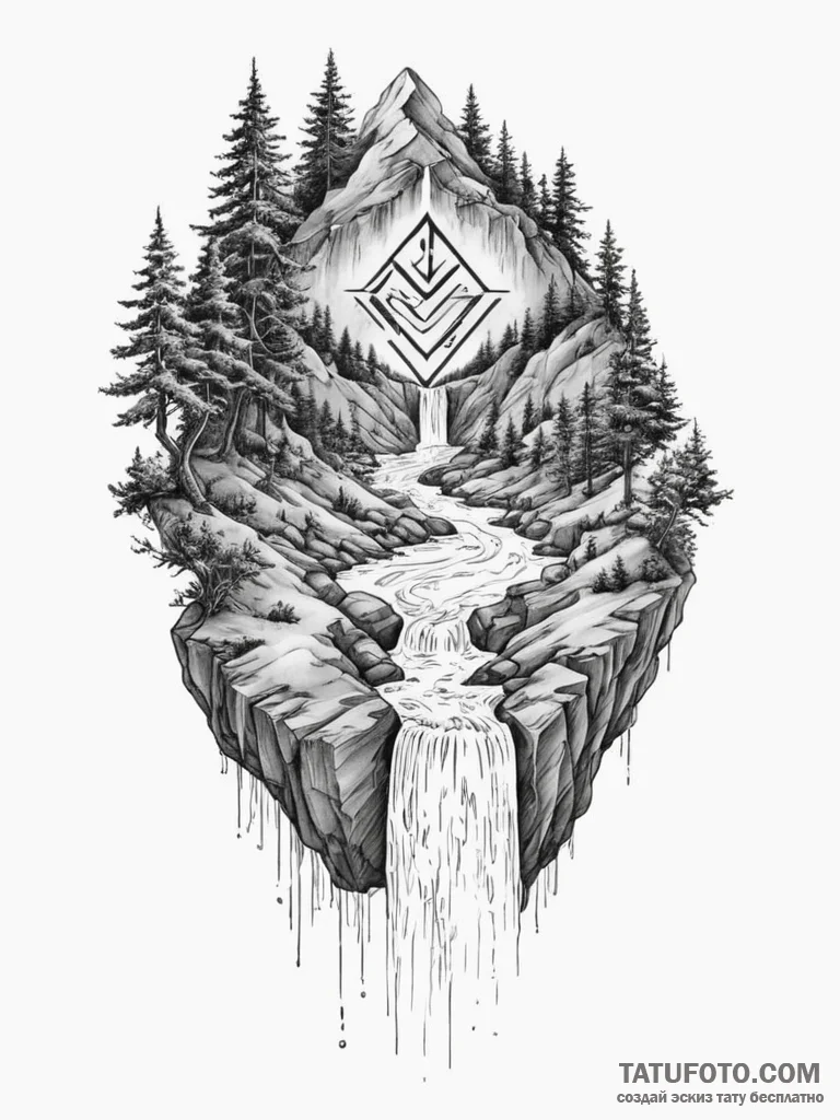 142. tattoo design: a "potok" rune integrated... - эскиз тату (№1754769520_0, 09.08.2025 19:58) — Tatufoto.com