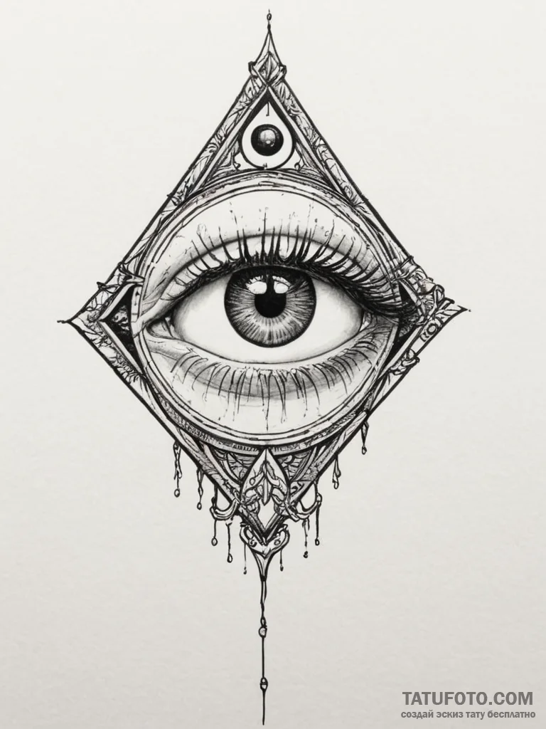 Tattoo sketch a cosmic eye that sees all, sym... - эскиз тату (№1754770333_0, 09.08.2025 20:12) — Tatufoto.com