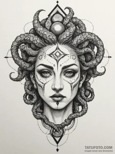 Tattoo sketch a gorgon's head, symbolizing fa... - эскиз тату (№1754770728_0, 09.08.2025 20:18) — Tatufoto.com