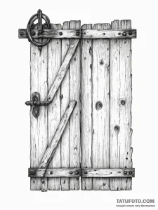 A shot of an old, weathered barn door with a... - эскиз тату (№1754770924_0, 09.08.2025 20:22) — Tatufoto.com