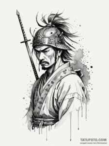 Tattoo sketch a samurai's stoic profile, conv... - эскиз тату (№1754771531_0, 09.08.2025 20:32) — Tatufoto.com