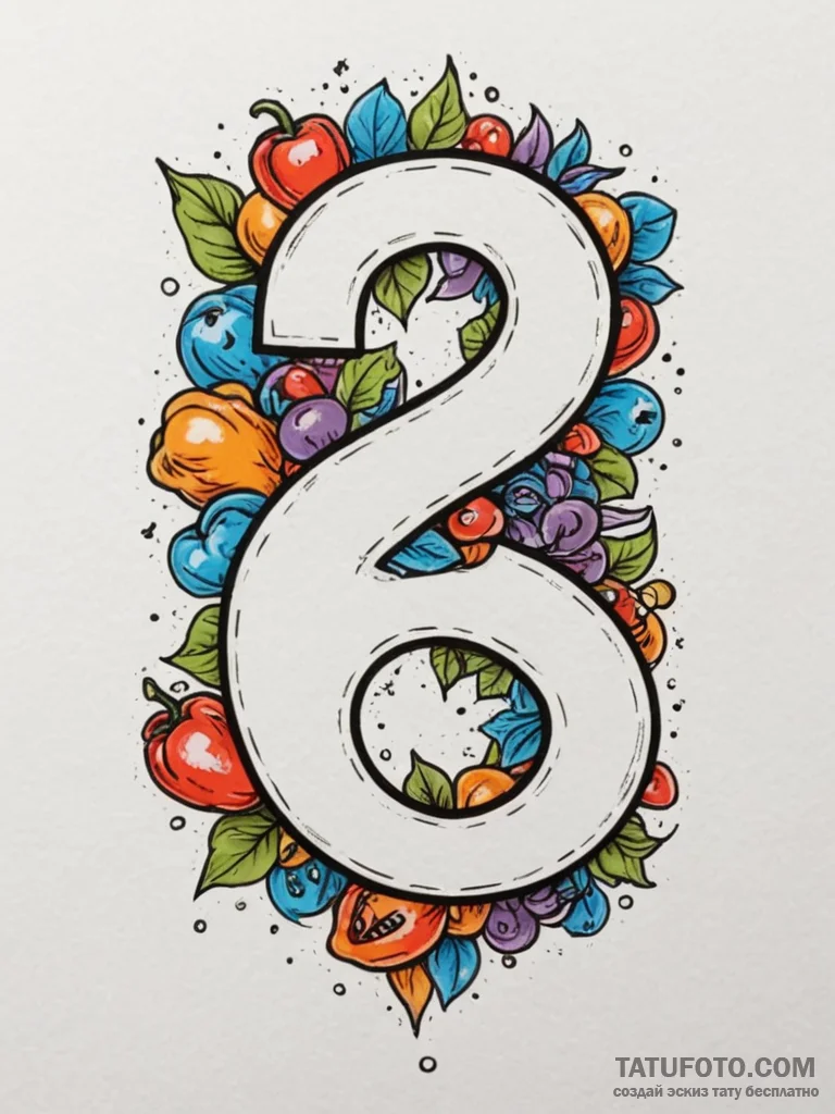 Numbers (as elements), tattoo line art, black... - эскиз тату (№1754771942_0, 09.08.2025 20:39) — Tatufoto.com