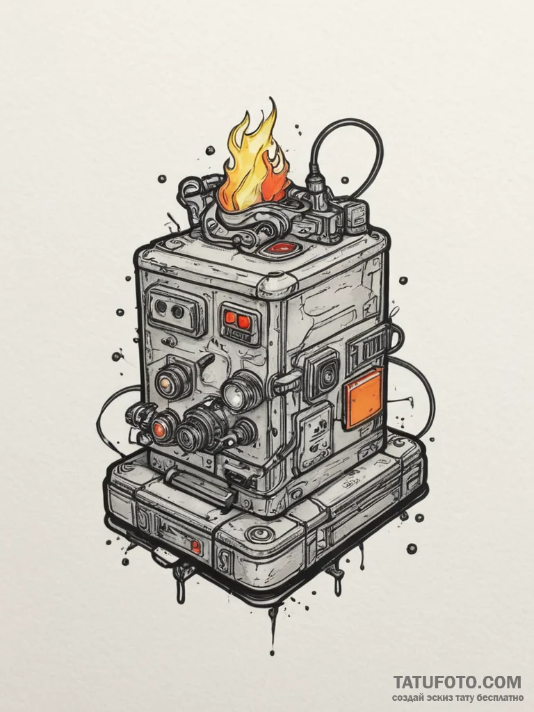 A ghostbusters ghost trap, tattoo drawing out... - эскиз тату (№1754772342_0, 09.08.2025 20:45) — Tatufoto.com