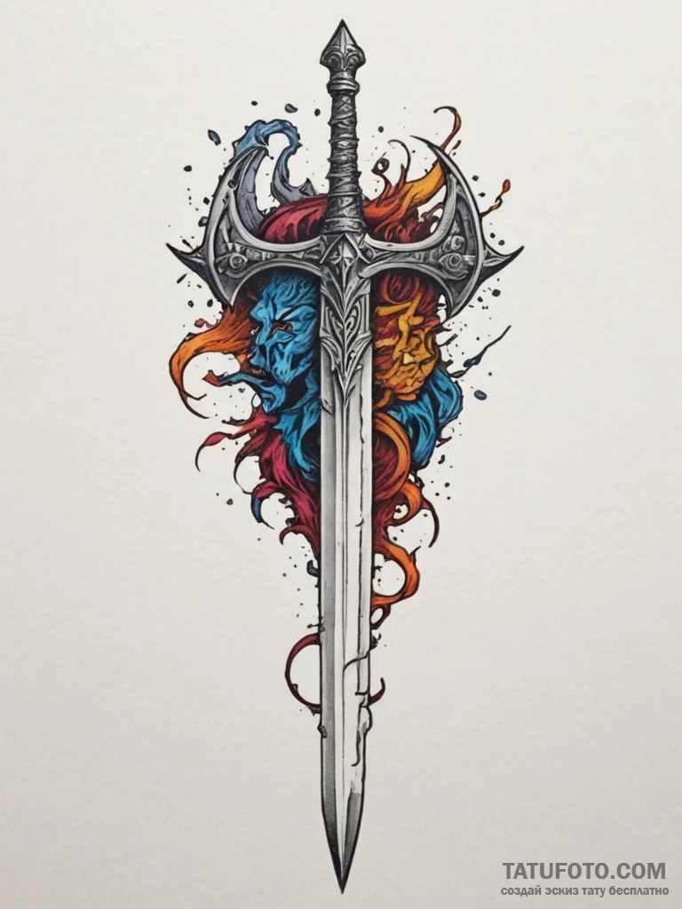 A broken sword of a knight, tattoo drawing ou... - эскиз тату (№1754774144_0, 09.08.2025 21:15) — Tatufoto.com