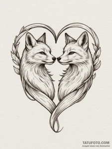 Tattoo design two foxes, their tails forming... - эскиз тату (№1754774947_0, 09.08.2025 21:29) — Tatufoto.com