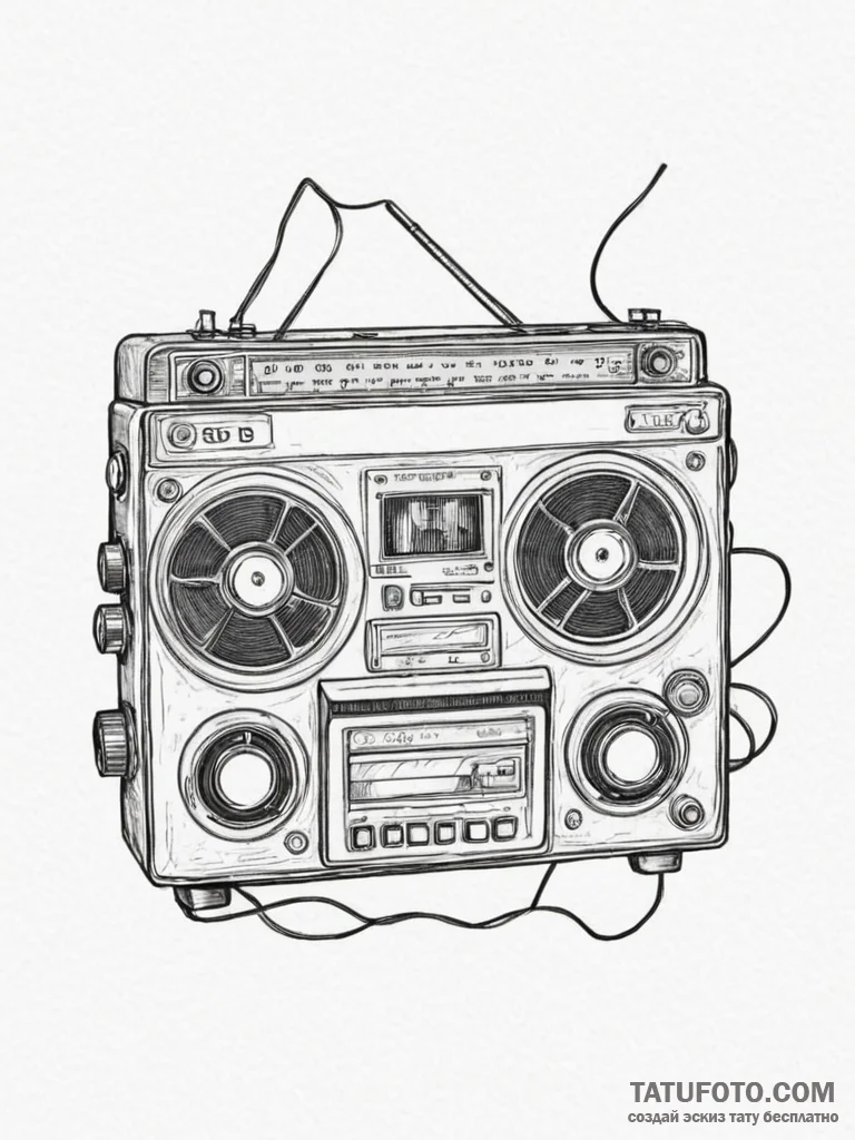 Tape recorder - эскиз тату (№1754775345_0, 09.08.2025 21:35) — Tatufoto.com