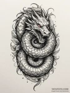 Tattoo design a coiled serpent or dragon, rep... - эскиз тату (№1754776345_0, 09.08.2025 21:52) — Tatufoto.com
