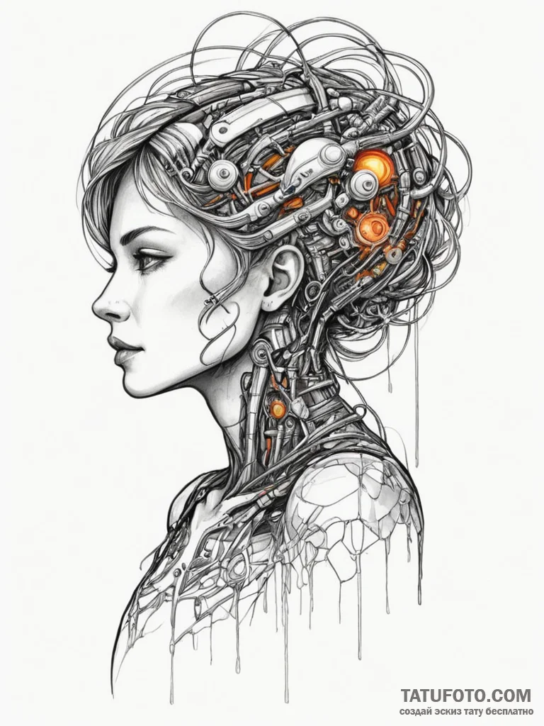 Tattoo design a human silhouette with glowing... - эскиз тату (№1754776752_0, 09.08.2025 21:59) — Tatufoto.com