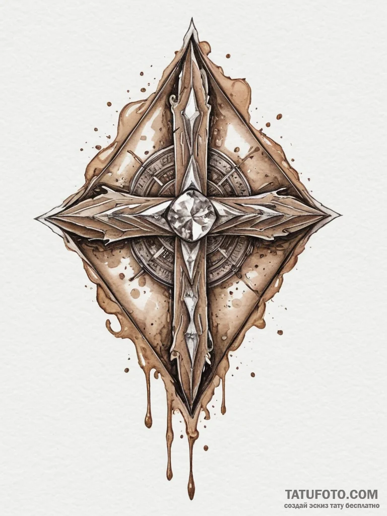 Diamond, tattoo drawing outline, sepia tone s... - эскиз тату (№1754776953_0, 09.08.2025 22:02) — Tatufoto.com