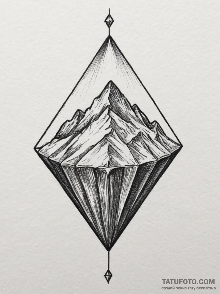 Diamond, ink illustration for tattoo, black a... - эскиз тату (№1754777746_0, 09.08.2025 22:15) — Tatufoto.com