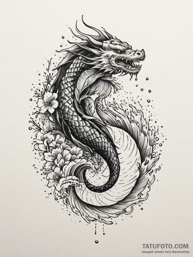 A realistic image of ink drops spreading in c... - эскиз тату (№1754777945_0, 09.08.2025 22:19) — Tatufoto.com