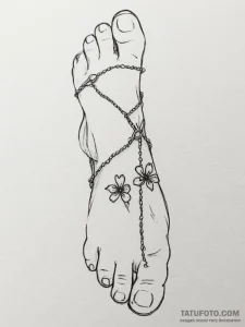 Tattoo sketch a foot with delicate ankle chai... - эскиз тату (№1754778355_0, 09.08.2025 22:25) — Tatufoto.com