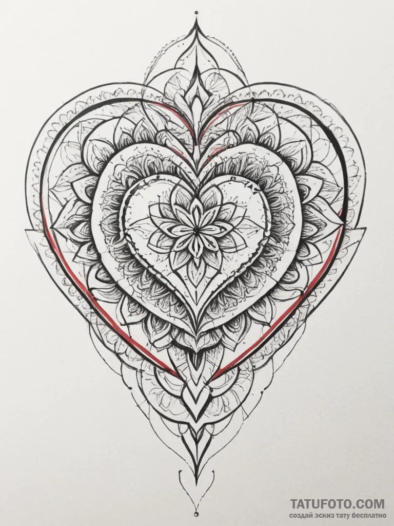 Tattoo design a geometric heart, composed of... - эскиз тату (№1754779765_0, 09.08.2025 22:49) — Tatufoto.com
