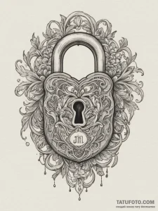 Tattoo design a padlock with a date engraved... - эскиз тату (№1754780979_0, 09.08.2025 23:09) — Tatufoto.com
