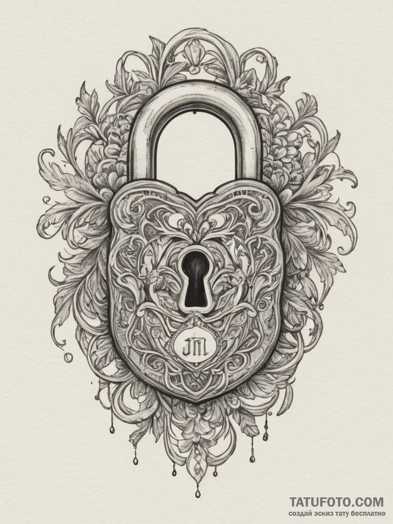 Tattoo design a padlock with a date engraved... - эскиз тату (№1754780979_0, 09.08.2025 23:09) — Tatufoto.com