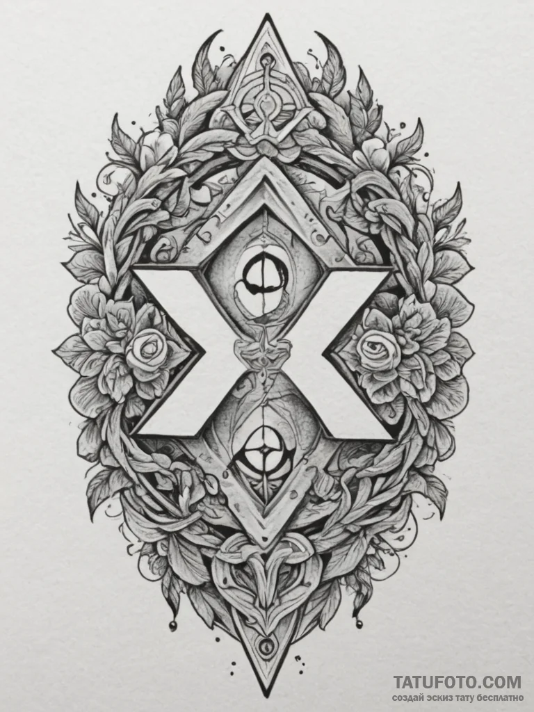 140. tattoo sketch: "ud" rune surrounded by s... - эскиз тату (№1754782386_0, 09.08.2025 23:33) — Tatufoto.com