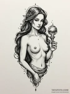 Tattoo sketch aquarius's water-bearer with a... - эскиз тату (№1754782976_0, 09.08.2025 23:42) — Tatufoto.com