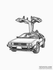 The delorean from back to the future, tattoo... - эскиз тату (№1754783566_0, 09.08.2025 23:52) — Tatufoto.com