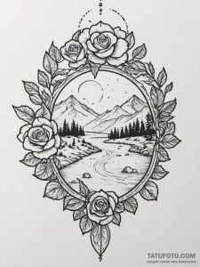 Tattoo design a landscape with a river flowin... - эскиз тату (№1754784549_0, 10.08.2025 00:09) — Tatufoto.com