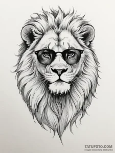 Tattoo sketch a leo lion wearing sunglasses,... - эскиз тату (№1754785727_0, 10.08.2025 00:28) — Tatufoto.com