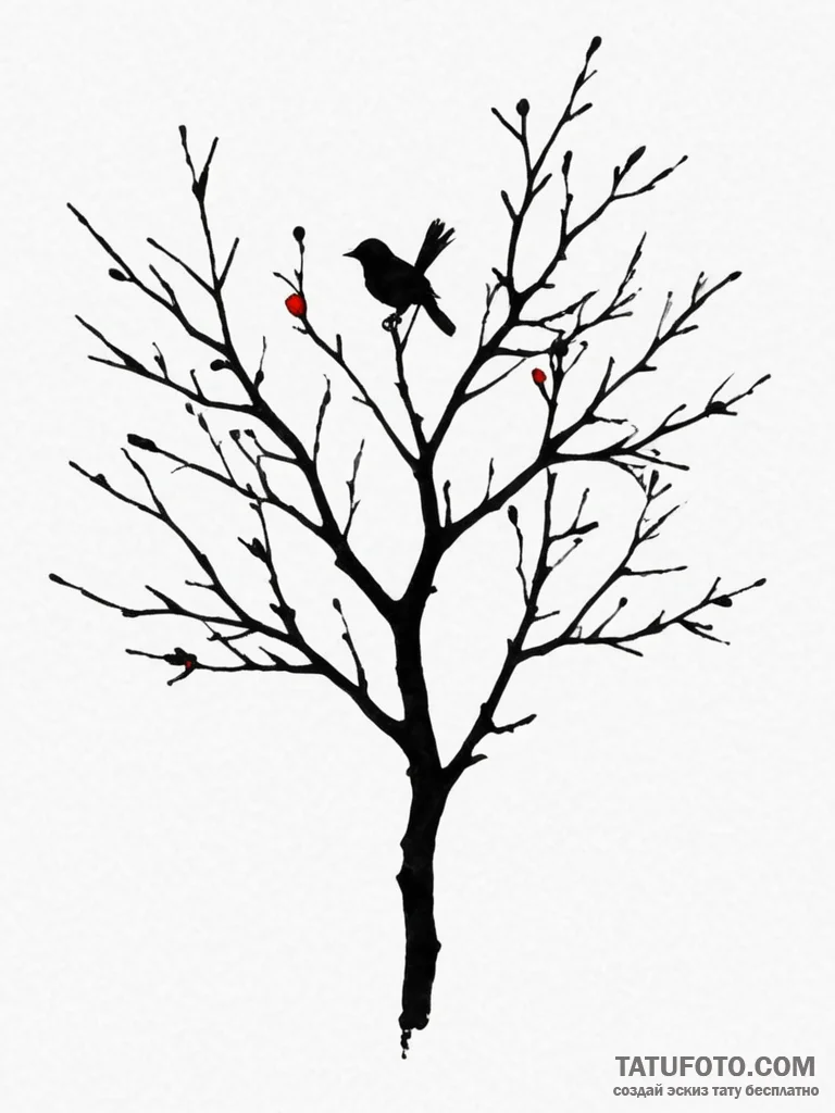 Tattoo design a silhouette of a tree branch w... - эскиз тату (№1754786122_0, 10.08.2025 00:35) — Tatufoto.com