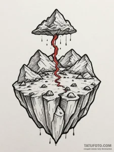 Tattoo sketch an earth tremor causing rocks t... - эскиз тату (№1754786515_0, 10.08.2025 00:41) — Tatufoto.com