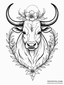 Tattoo design a delicate taurus bull silhouet... - эскиз тату (№1754787505_0, 10.08.2025 00:58) — Tatufoto.com