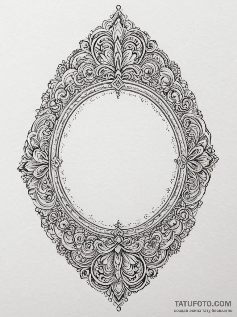 Tattoo sketch a delicate hand mirror reflecti... - эскиз тату (№1754788102_0, 10.08.2025 01:08) — Tatufoto.com