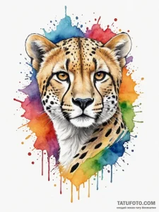 Cheetah, tattoo flash sheet design, watercolo... - эскиз тату (№1754789295_0, 10.08.2025 01:28) — Tatufoto.com