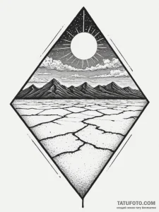 A shot of the salt flats in bolivia, creating... - эскиз тату (№1754789694_0, 10.08.2025 01:34) — Tatufoto.com
