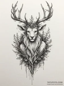 Leshy (forest spirit), ink illustration for t... - эскиз тату (№1754790888_0, 10.08.2025 01:54) — Tatufoto.com