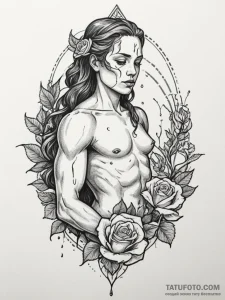 Tattoo sketch aquarius's water-bearer, a mini... - эскиз тату (№1754791084_0, 10.08.2025 01:58) — Tatufoto.com