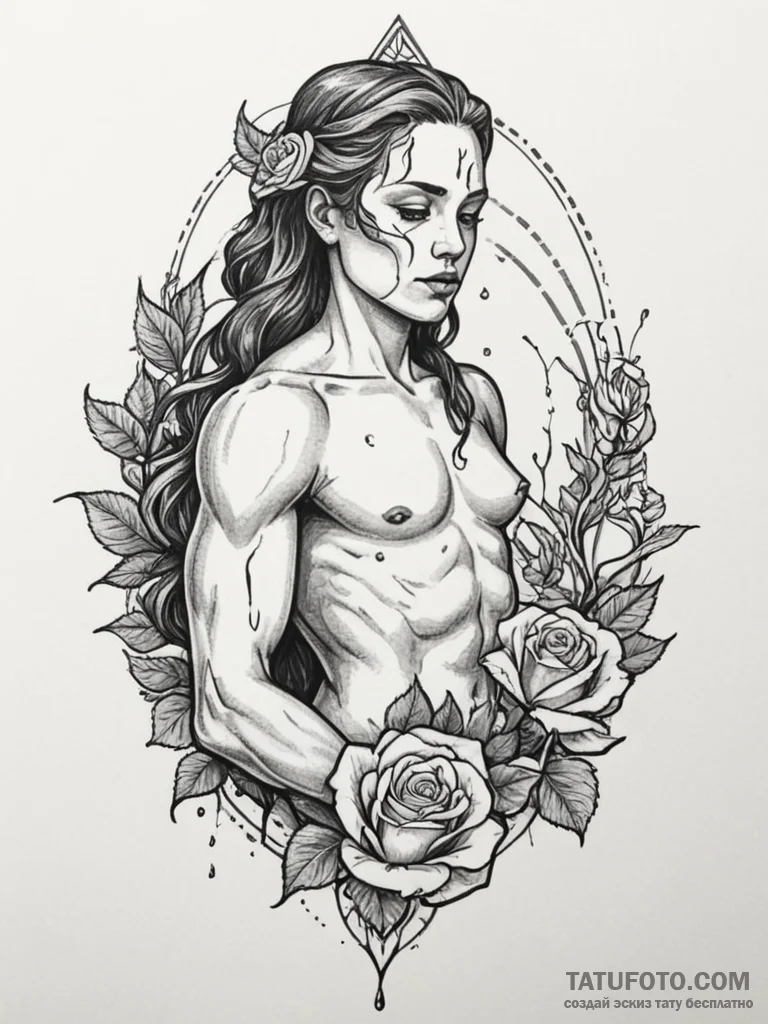 Tattoo sketch aquarius's water-bearer, a mini... - эскиз тату (№1754791084_0, 10.08.2025 01:58) — Tatufoto.com