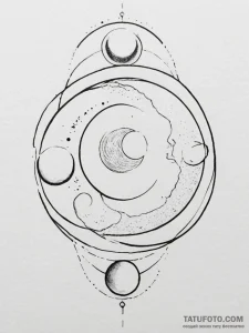 Tattoo design a moon phases sequence, with on... - эскиз тату (№1754791280_0, 10.08.2025 02:01) — Tatufoto.com