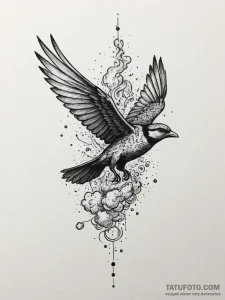 Tattoo sketch a cloud turning into a bird in... - эскиз тату (№1754791479_0, 10.08.2025 02:04) — Tatufoto.com